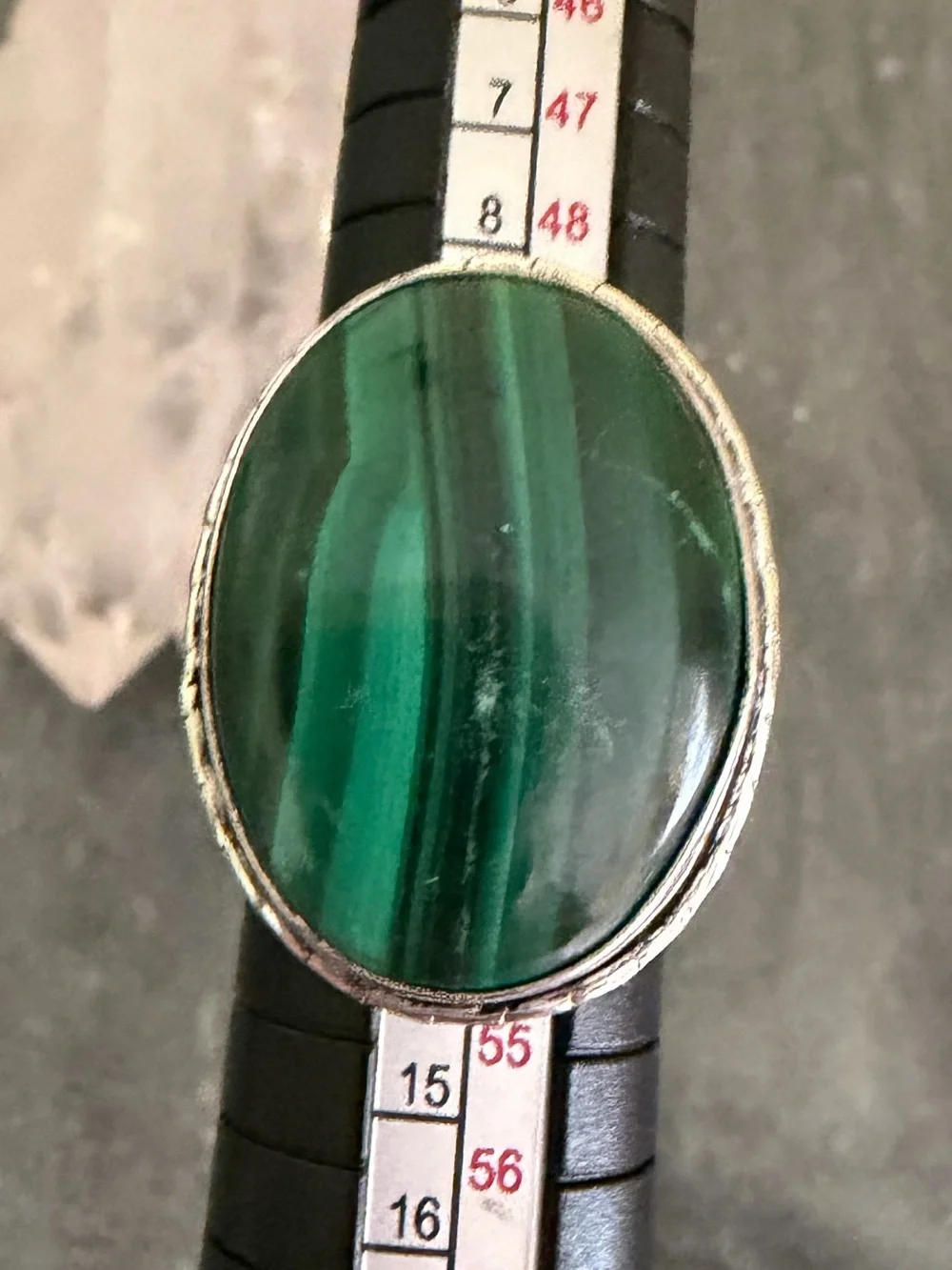 Genuine Green Malachite Oval Statement Ring